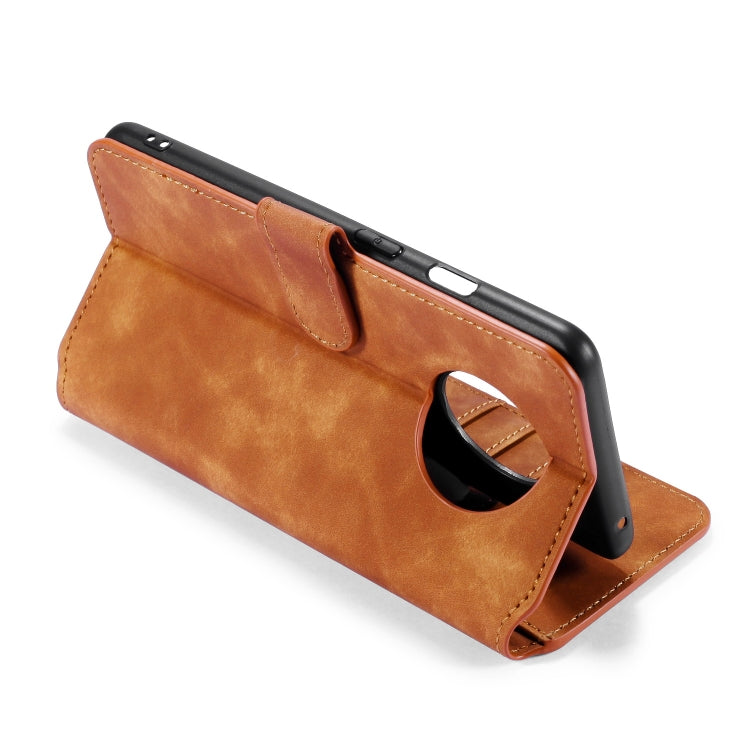 For OnePlus 7T DG.MING Retro Oil Side Horizontal Flip Case with Holder & Card Slots & Wallet