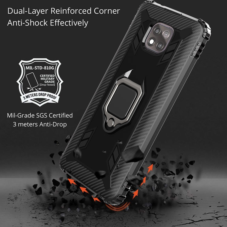 For Motorola Moto G Power 5G 2021 Carbon Fiber Protective Case with 360 Degree Rotating Ring Holder