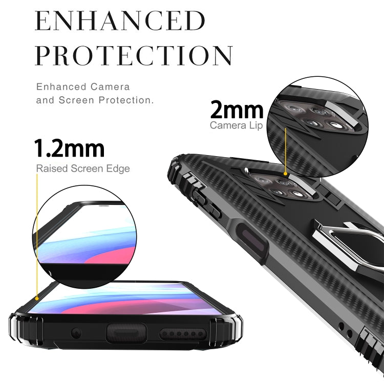 For Motorola Moto G Power 5G 2021 Carbon Fiber Protective Case with 360 Degree Rotating Ring Holder