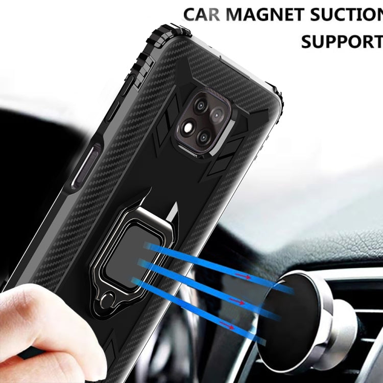 For Motorola Moto G Power 5G 2021 Carbon Fiber Protective Case with 360 Degree Rotating Ring Holder