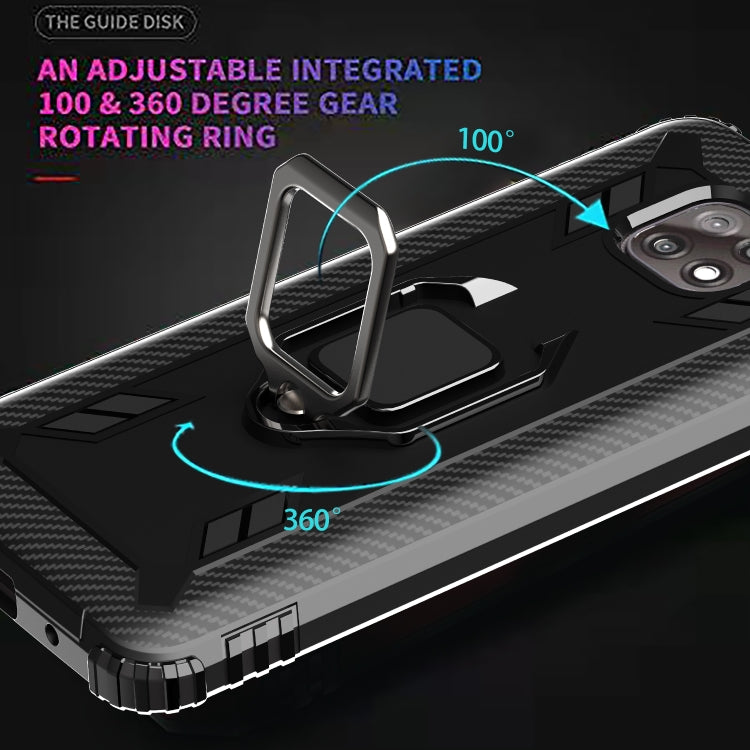 For Motorola Moto G Power 5G 2021 Carbon Fiber Protective Case with 360 Degree Rotating Ring Holder