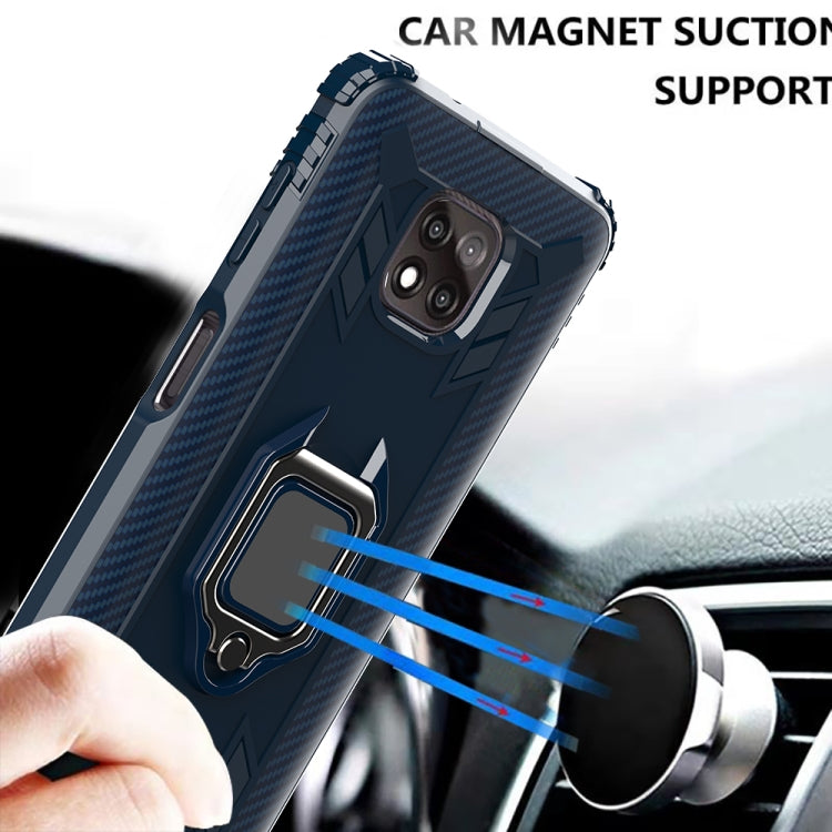 For Motorola Moto G Power 5G 2021 Carbon Fiber Protective Case with 360 Degree Rotating Ring Holder
