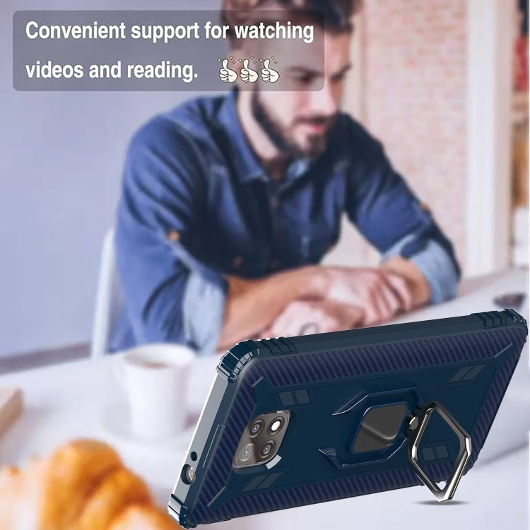 For Motorola Moto G Power 5G 2021 Carbon Fiber Protective Case with 360 Degree Rotating Ring Holder