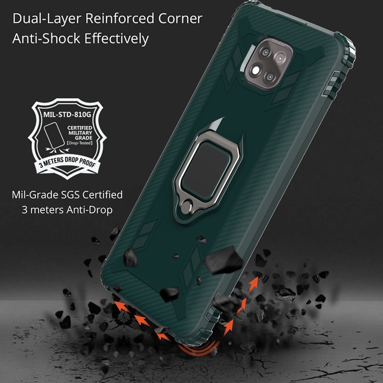 For Motorola Moto G Power 5G 2021 Carbon Fiber Protective Case with 360 Degree Rotating Ring Holder