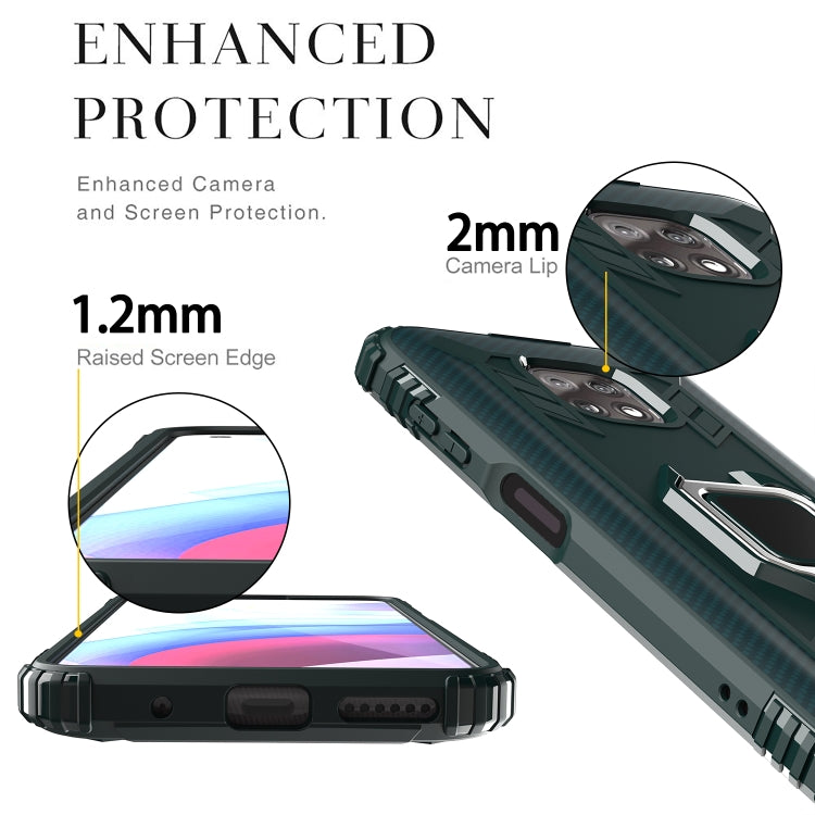 For Motorola Moto G Power 5G 2021 Carbon Fiber Protective Case with 360 Degree Rotating Ring Holder