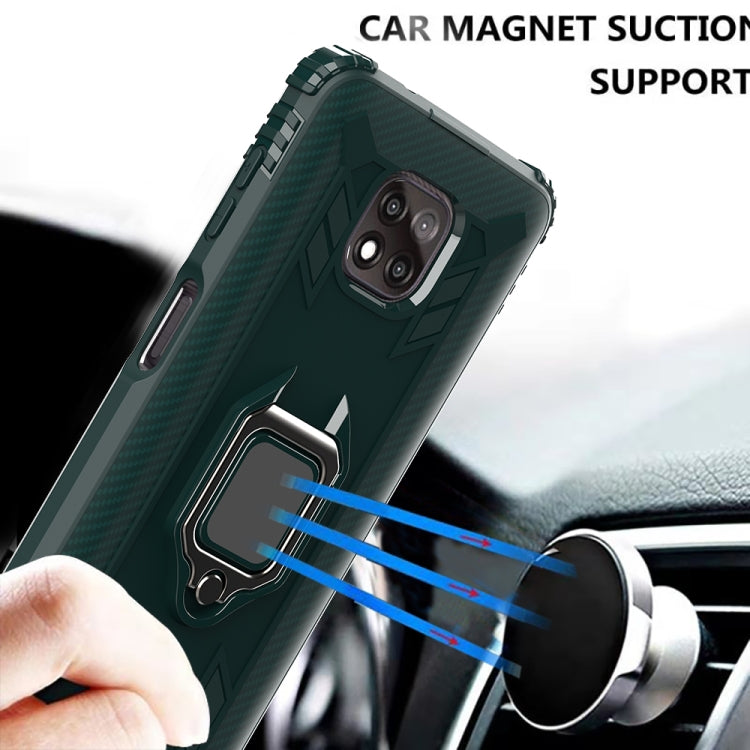 For Motorola Moto G Power 5G 2021 Carbon Fiber Protective Case with 360 Degree Rotating Ring Holder