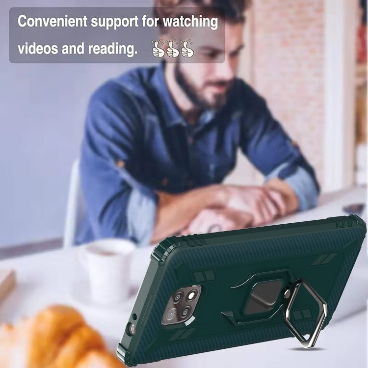 For Motorola Moto G Power 5G 2021 Carbon Fiber Protective Case with 360 Degree Rotating Ring Holder