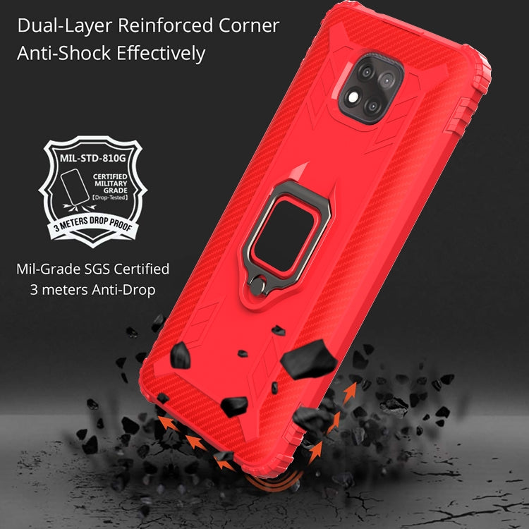 For Motorola Moto G Power 5G 2021 Carbon Fiber Protective Case with 360 Degree Rotating Ring Holder