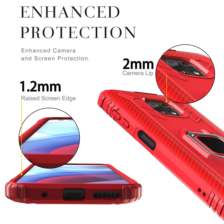 For Motorola Moto G Power 5G 2021 Carbon Fiber Protective Case with 360 Degree Rotating Ring Holder