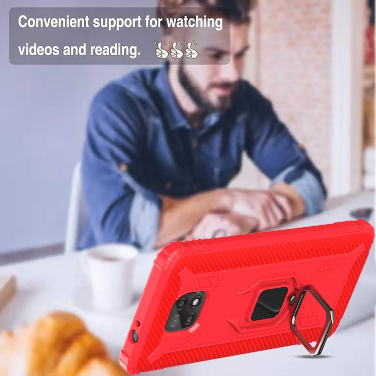 For Motorola Moto G Power 5G 2021 Carbon Fiber Protective Case with 360 Degree Rotating Ring Holder