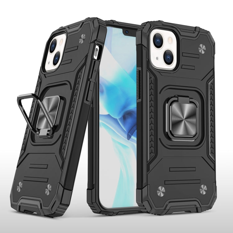 For iPhone 13 mini Magnetic Armor Shockproof TPU + PC Case with Metal Ring Holder