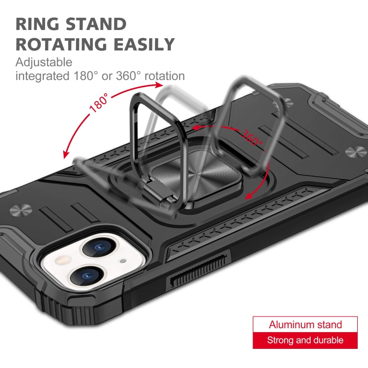 For iPhone 13 mini Magnetic Armor Shockproof TPU + PC Case with Metal Ring Holder