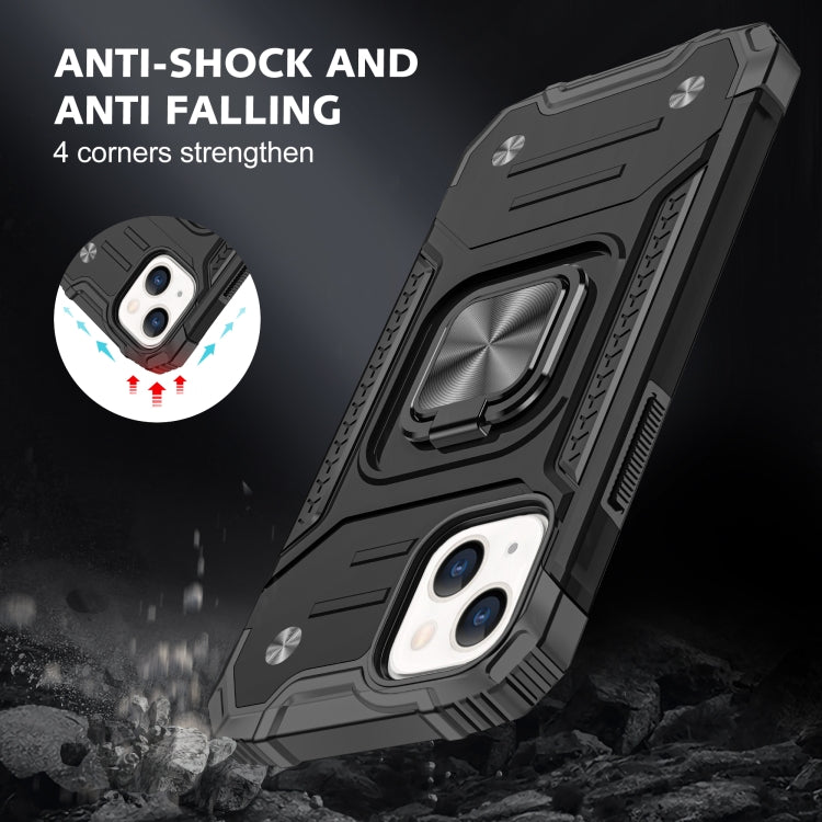 For iPhone 13 mini Magnetic Armor Shockproof TPU + PC Case with Metal Ring Holder