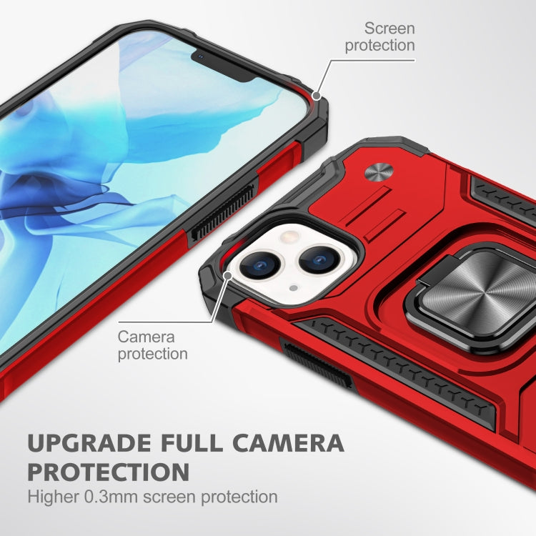 For iPhone 13 mini Magnetic Armor Shockproof TPU + PC Case with Metal Ring Holder