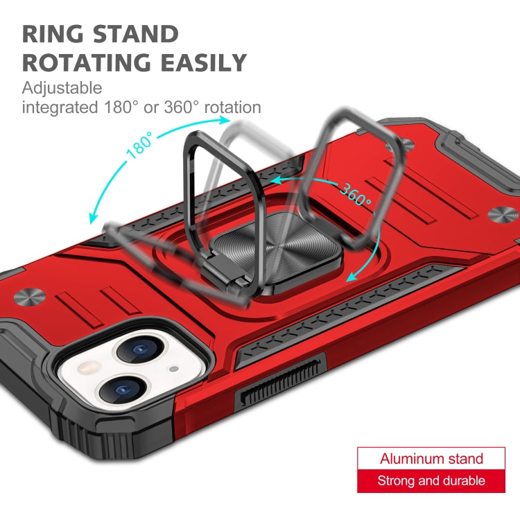 For iPhone 13 mini Magnetic Armor Shockproof TPU + PC Case with Metal Ring Holder