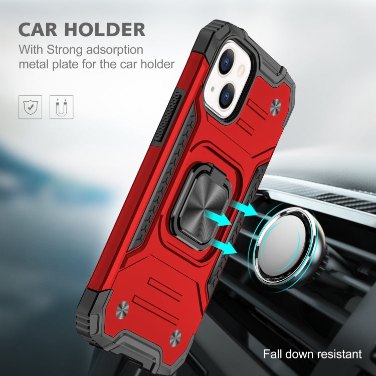 For iPhone 13 mini Magnetic Armor Shockproof TPU + PC Case with Metal Ring Holder