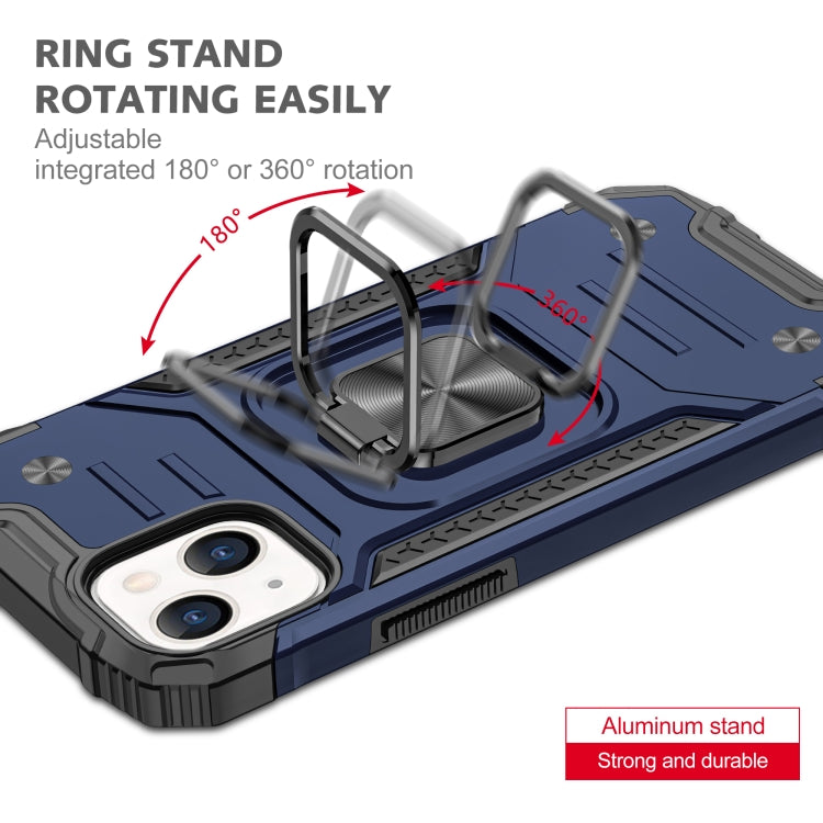 For iPhone 13 mini Magnetic Armor Shockproof TPU + PC Case with Metal Ring Holder
