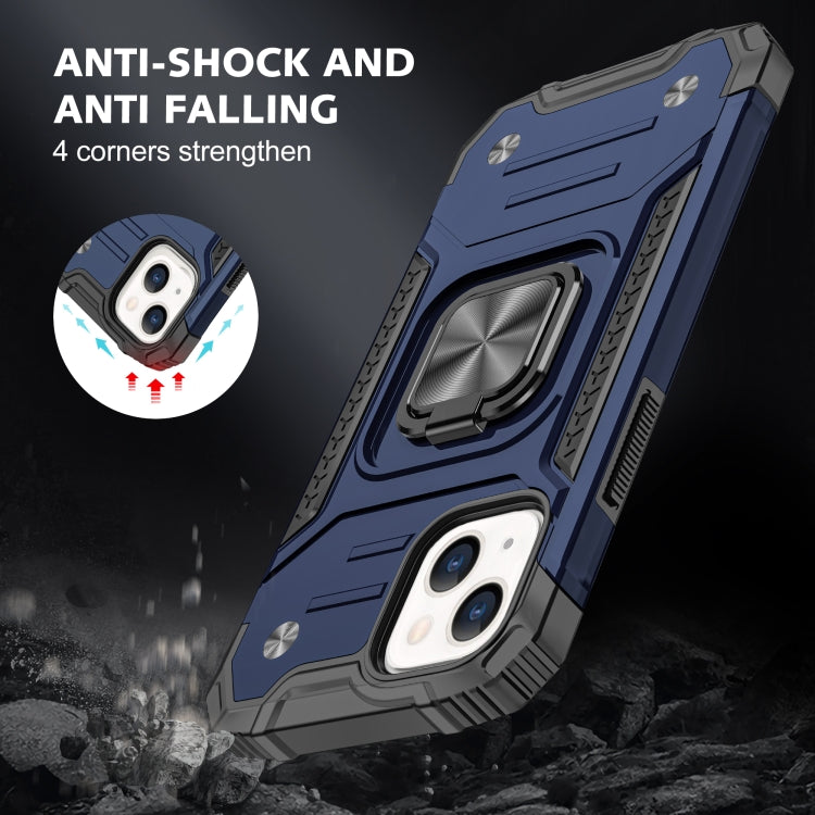 For iPhone 13 mini Magnetic Armor Shockproof TPU + PC Case with Metal Ring Holder