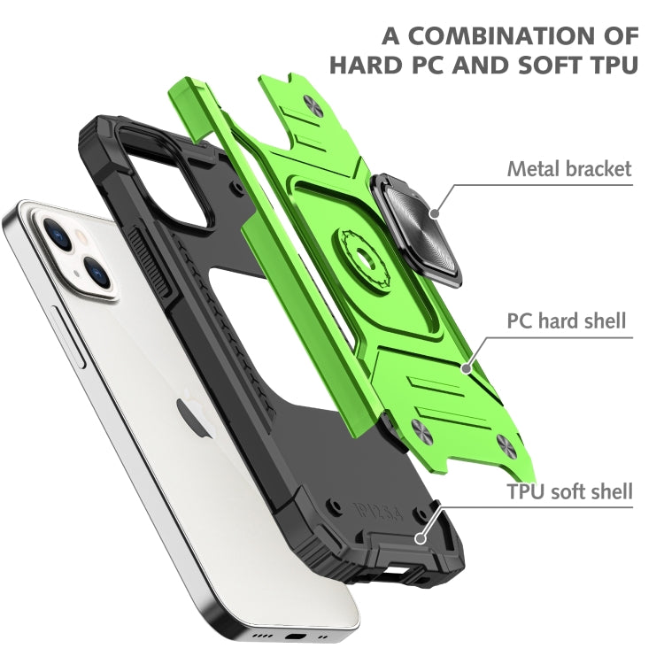 For iPhone 13 mini Magnetic Armor Shockproof TPU + PC Case with Metal Ring Holder