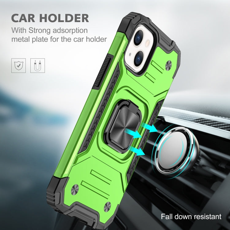For iPhone 13 mini Magnetic Armor Shockproof TPU + PC Case with Metal Ring Holder