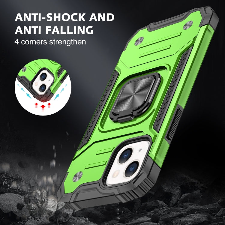 For iPhone 13 mini Magnetic Armor Shockproof TPU + PC Case with Metal Ring Holder