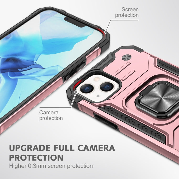 For iPhone 13 mini Magnetic Armor Shockproof TPU + PC Case with Metal Ring Holder