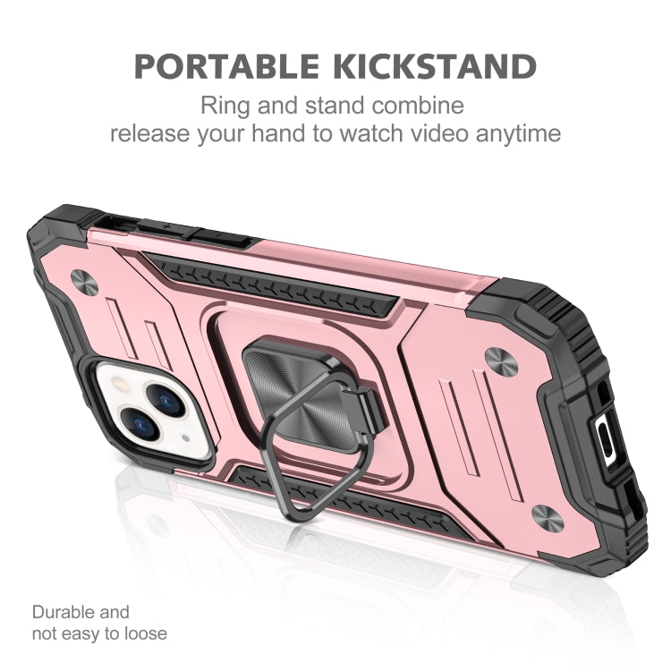 For iPhone 13 mini Magnetic Armor Shockproof TPU + PC Case with Metal Ring Holder