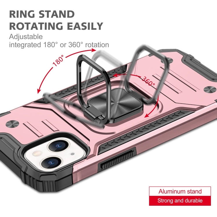 For iPhone 13 mini Magnetic Armor Shockproof TPU + PC Case with Metal Ring Holder