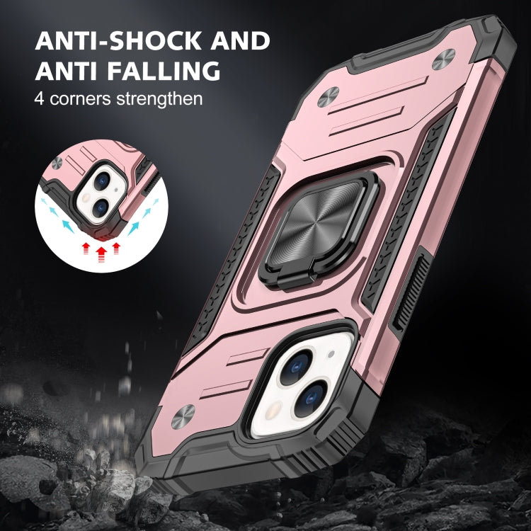 For iPhone 13 mini Magnetic Armor Shockproof TPU + PC Case with Metal Ring Holder