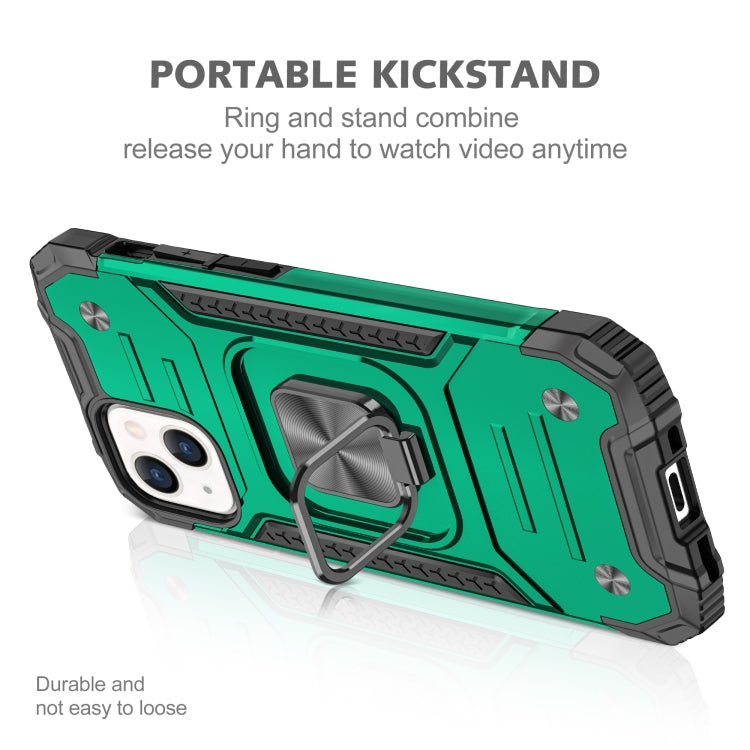 For iPhone 13 mini Magnetic Armor Shockproof TPU + PC Case with Metal Ring Holder