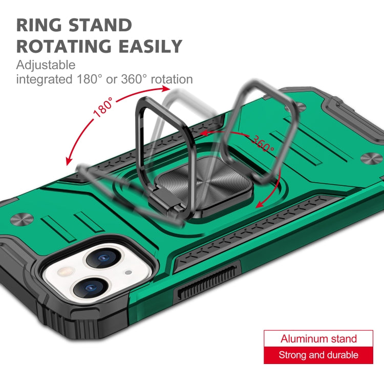 For iPhone 13 mini Magnetic Armor Shockproof TPU + PC Case with Metal Ring Holder