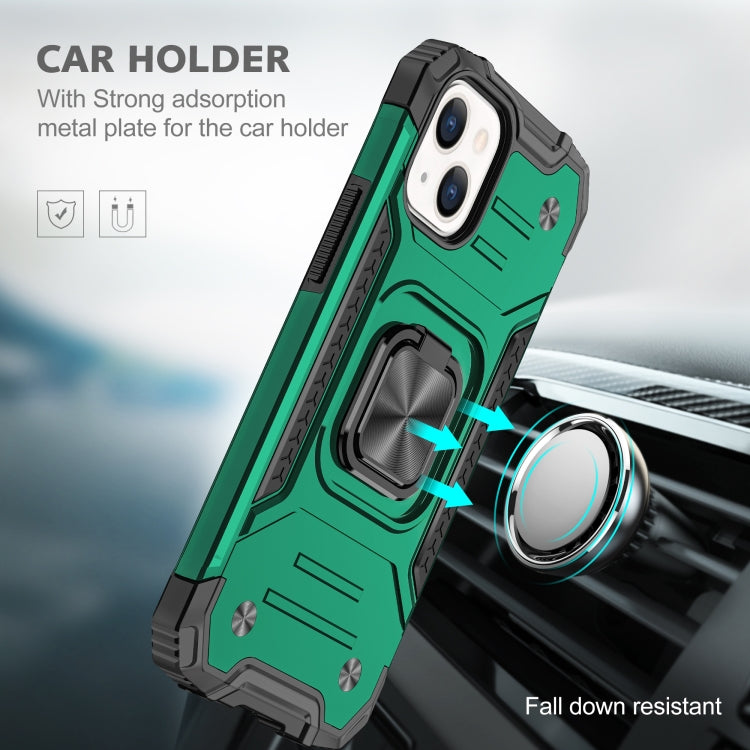 For iPhone 13 mini Magnetic Armor Shockproof TPU + PC Case with Metal Ring Holder