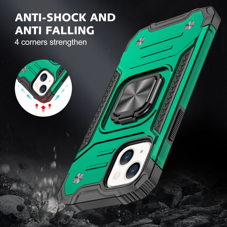 For iPhone 13 mini Magnetic Armor Shockproof TPU + PC Case with Metal Ring Holder