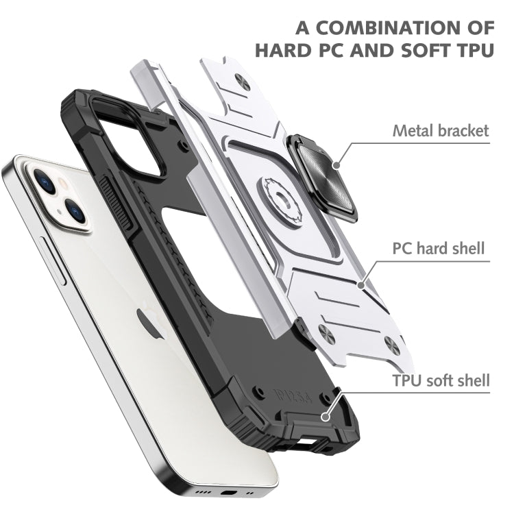 For iPhone 13 mini Magnetic Armor Shockproof TPU + PC Case with Metal Ring Holder