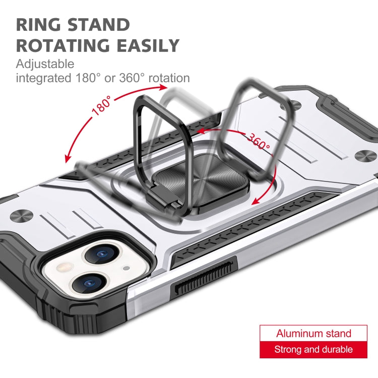 For iPhone 13 mini Magnetic Armor Shockproof TPU + PC Case with Metal Ring Holder