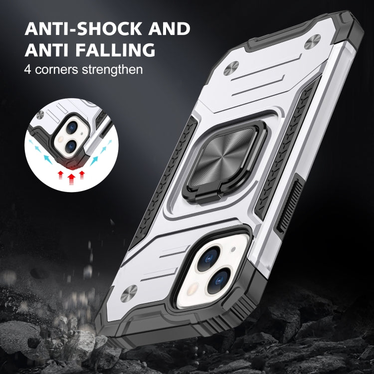 For iPhone 13 mini Magnetic Armor Shockproof TPU + PC Case with Metal Ring Holder