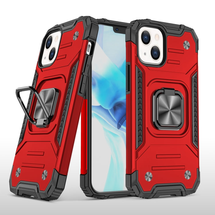 For iPhone 13 Magnetic Armor Shockproof TPU + PC Case with Metal Ring Holder
