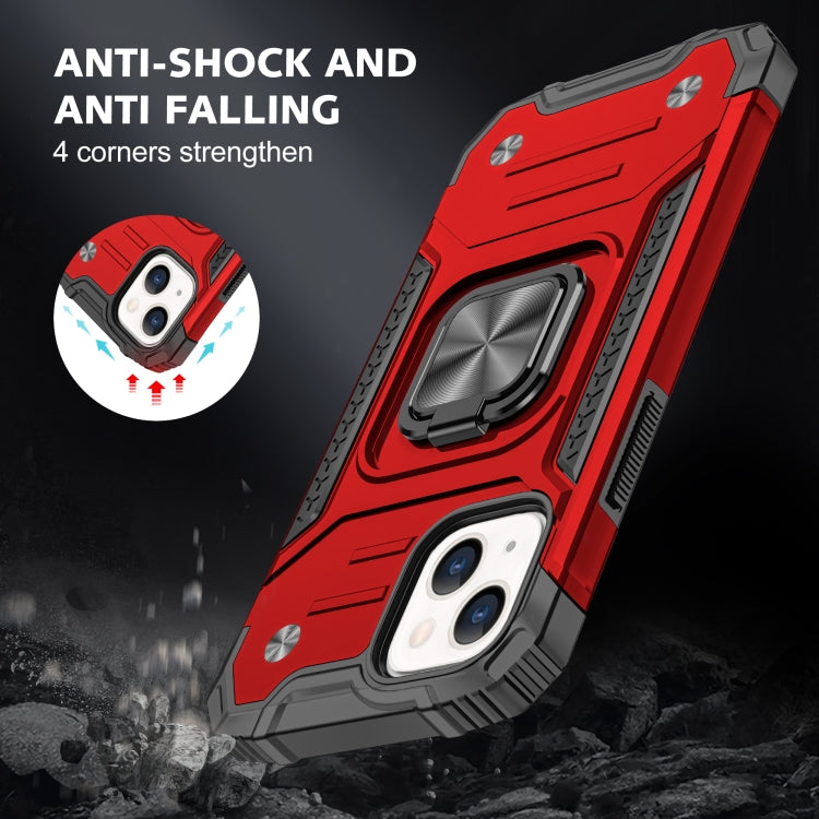 For iPhone 13 Magnetic Armor Shockproof TPU + PC Case with Metal Ring Holder