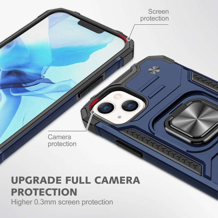 For iPhone 13 Magnetic Armor Shockproof TPU + PC Case with Metal Ring Holder