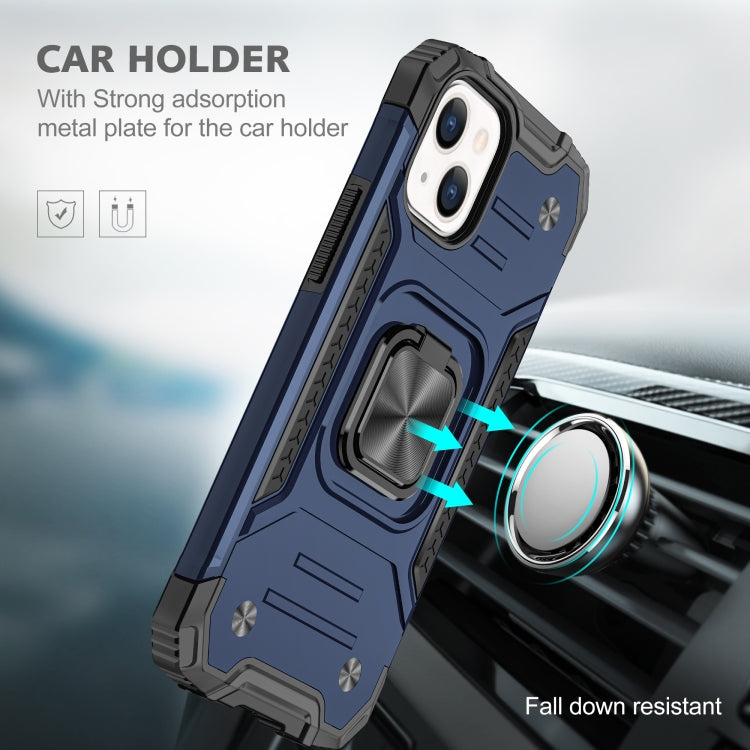 For iPhone 13 Magnetic Armor Shockproof TPU + PC Case with Metal Ring Holder