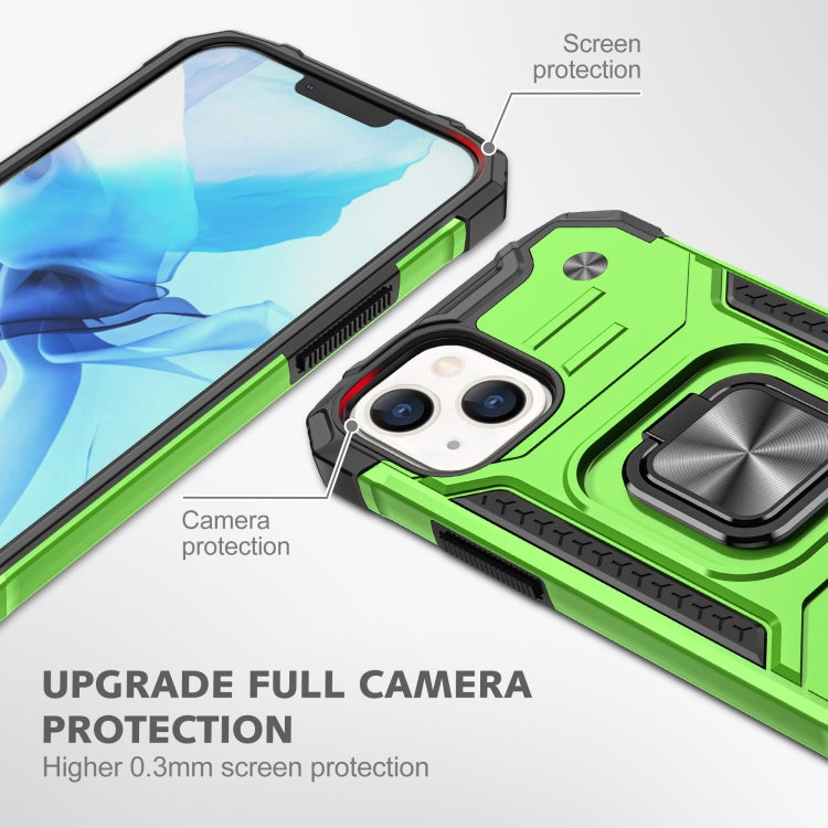 For iPhone 13 Magnetic Armor Shockproof TPU + PC Case with Metal Ring Holder