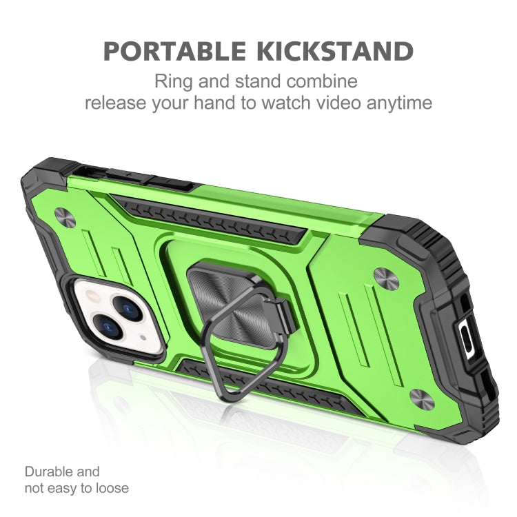For iPhone 13 Magnetic Armor Shockproof TPU + PC Case with Metal Ring Holder
