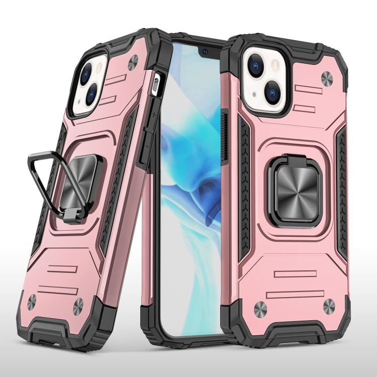 For iPhone 13 Magnetic Armor Shockproof TPU + PC Case with Metal Ring Holder