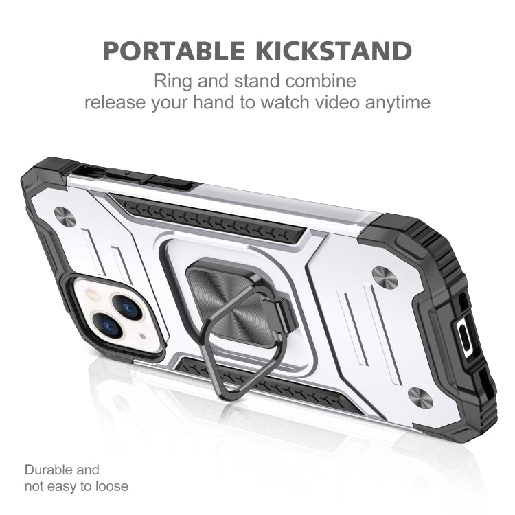 For iPhone 13 Magnetic Armor Shockproof TPU + PC Case with Metal Ring Holder