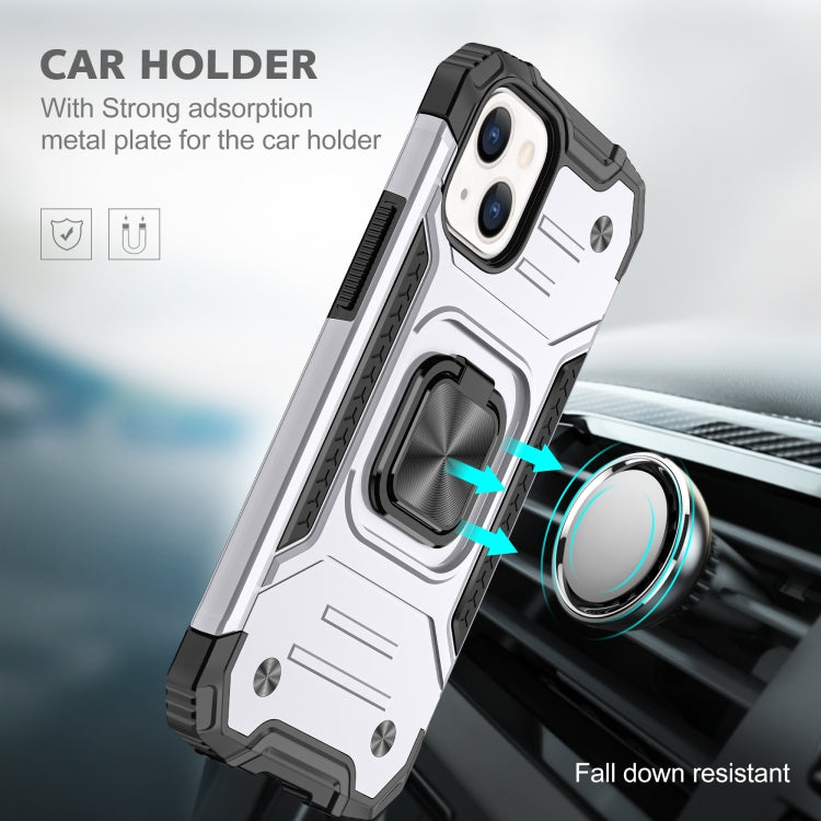 For iPhone 13 Magnetic Armor Shockproof TPU + PC Case with Metal Ring Holder