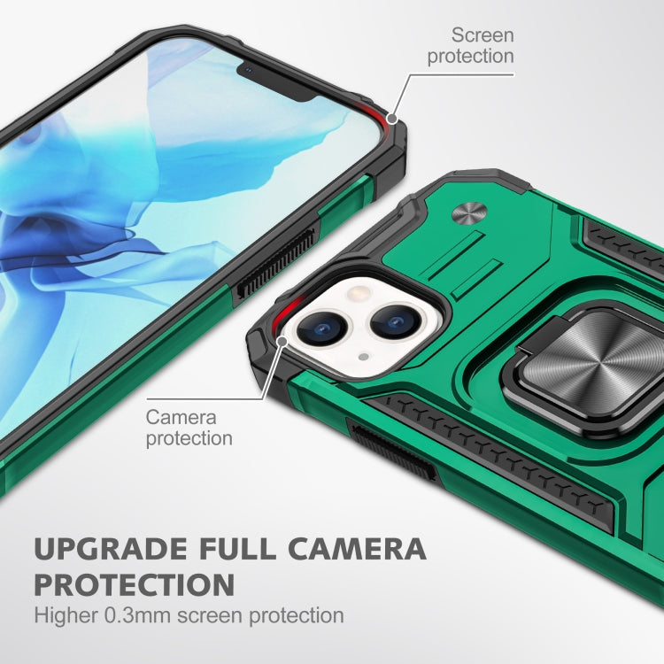 For iPhone 13 Pro Magnetic Armor Shockproof TPU + PC Case with Metal Ring Holder