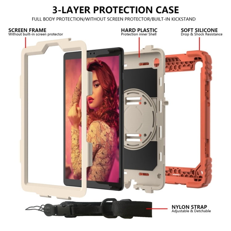 For Samsung Galaxy A7 Lite 8.7 2021 T220 / T225 Shockproof PC + Silicone Combination Case with Holder & Hand Strap & Shoulder Strap
