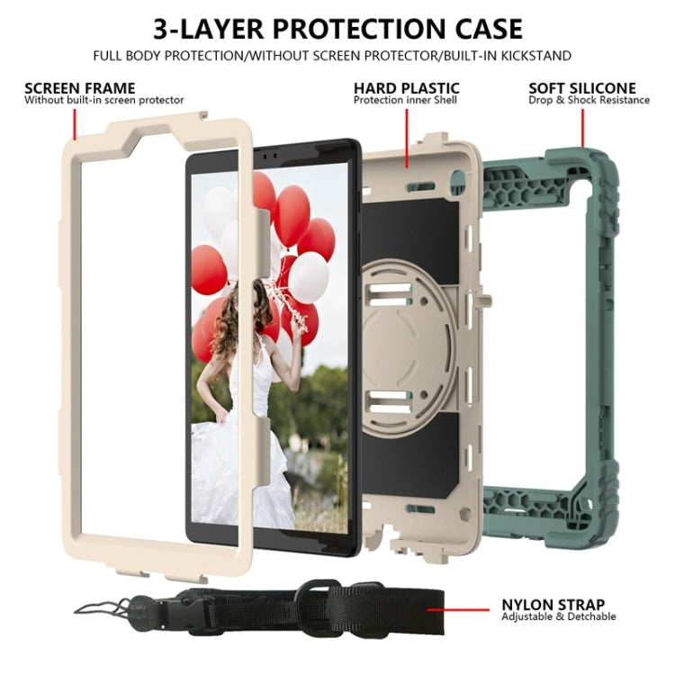 For Samsung Galaxy A7 Lite 8.7 2021 T220 / T225 Shockproof PC + Silicone Combination Case with Holder & Hand Strap & Shoulder Strap
