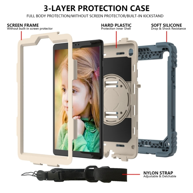For Samsung Galaxy A7 Lite 8.7 2021 T220 / T225 Shockproof PC + Silicone Combination Case with Holder & Hand Strap & Shoulder Strap