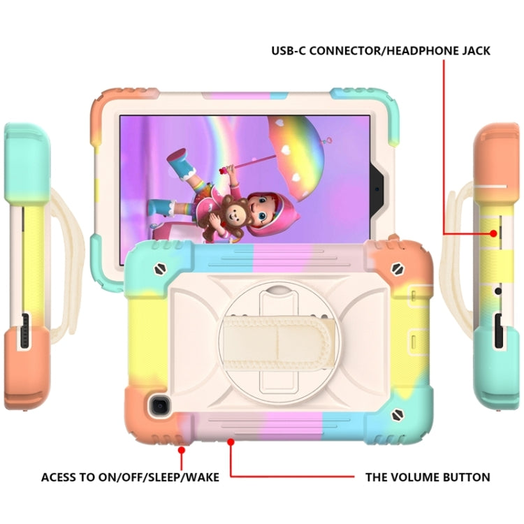 For Samsung Galaxy A7 Lite 8.7 2021 T220 / T225 Shockproof PC + Silicone Combination Case with Holder & Hand Strap & Shoulder Strap